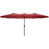 Pure Garden 15 ft Double Sun Patio Umbrella, Red, 12 Steel Ribs, 1.9 in Dia Steel Pole, Easy Crank Lift 50-LG1282